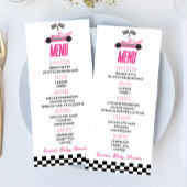 Roze Race Auto Baby shower Voedsel Menu