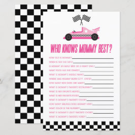 Roze Race auto die weet mama Baby shower spel