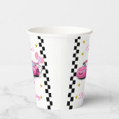 Roze Race Auto Gouden Sterren Verjaardagsfeest Papieren Bekers (Rechts)