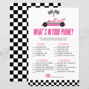 Roze Race Auto In Uw Telefoon Baby shower Spel
