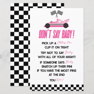 Roze Race Auto Niet Zeggen Baby shower Game