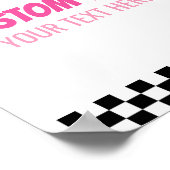 Roze Race Auto Racecar Aangepaste Tekst Party Sign Poster (Hoek)