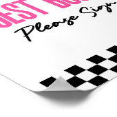 Roze Race Auto Racecar Gastenboek Feestbord Poster (Hoek)