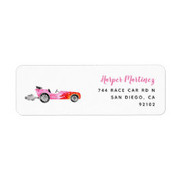 Roze  Race Auto Return-adres Etiket