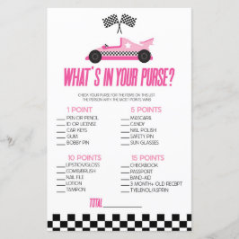 Roze Race Auto Wat is er in Purse Baby shower spel
