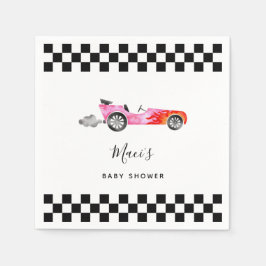 Roze  Race Car Baby shower Servet