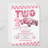 Roze raceauto Two Fast Two Curious 2e verjaardag Kaart (Voorkant)