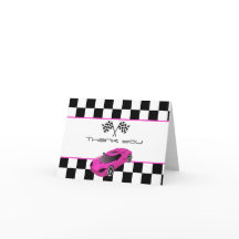 Roze Raceauto | Verjaardagsfeest Dankkaart