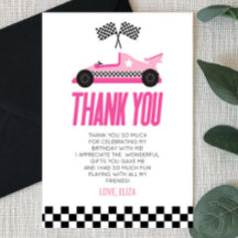 Roze Racecar Race Auto Verjaardagsfeestje