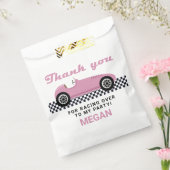 Roze racewagen met draagtas bedankzakje (Gezegeld)