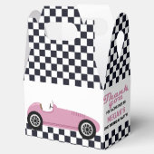 Roze racewedstrijd met roze racepartij gecheckt bedankdoosjes (Geopend)
