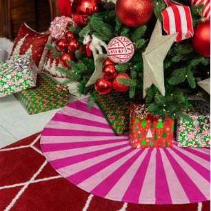 Roze radiale stralen imitatie linnen kerstboom kleed