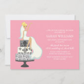 Roze radiant bruid over de bruiloft kaart (Voorkant)