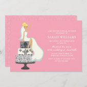 Roze radiant bruid over de bruiloft kaart (Voorkant / Achterkant)