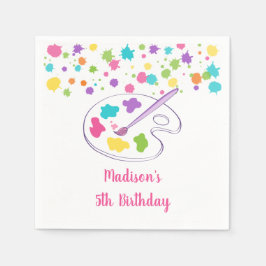 Roze Rainbow Art Party Verjaardag Servet