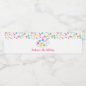 Roze Rainbow Art Party Verjaardag Waterfles Etiket (Enkel label)