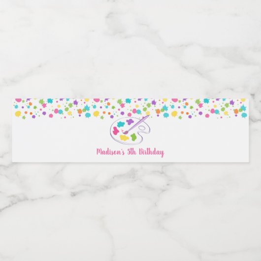 Roze Rainbow Art Party Verjaardag Waterfles Etiket (Enkel label)