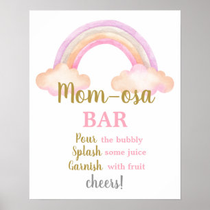 Roze Rainbow Momosa Bar Girl-teken Poster