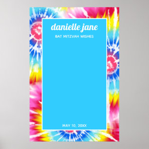 Roze Rainbow Tie Dye Party Inloggen Board Poster