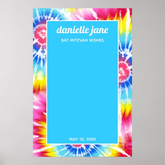 Roze Rainbow Tie Dye Party Inloggen Board Poster (Voorkant)
