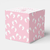 Roze ram en voetafdruk Baby shower van cute Girl Bedankdoosjes (Achterkant)