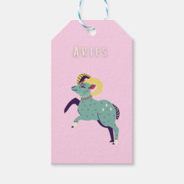 Roze Ram, sterrenbeeld, sterrenbeeld afdruk Cadeaulabel