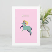 Roze Ram, sterrenbeeld, sterrenbeeld afdruk Kaart (Staand voorkant)