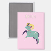 Roze Ram, sterrenbeeld, sterrenbeeld afdruk Magneet (Voorkant / Achterkant)