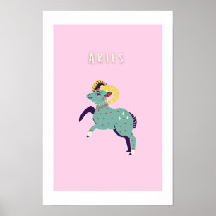 Roze Ram, sterrenbeeld, sterrenbeeld afdruk Poster