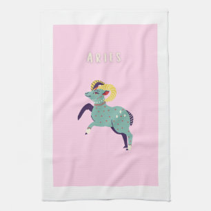 Roze Ram, sterrenbeeld, sterrenbeeld afdruk Theedoek