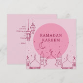 Roze ramadan Kareem Kaart (Voorkant / Achterkant)