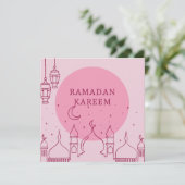 Roze ramadan Kareem Kaart (Staand voorkant)