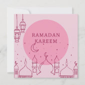 Roze ramadan Kareem Kaart (Voorkant)