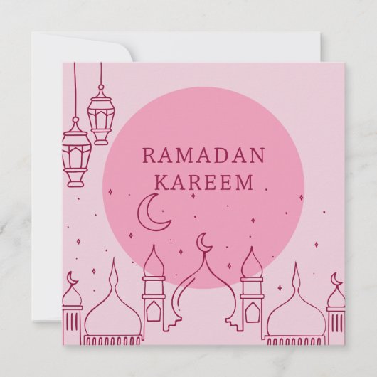 Roze ramadan Kareem Kaart (Voorkant)