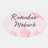 Roze ramadan ovale sticker (Voorkant)