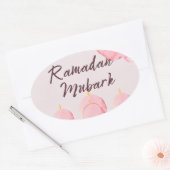 Roze ramadan ovale sticker (Envelop)