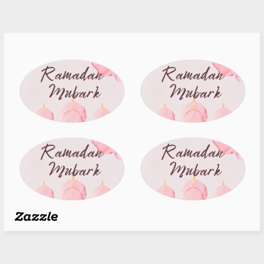Roze ramadan ovale sticker (Vel)