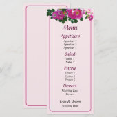 Roze Rambler Rozen Trouwmenu Menu (Voorkant / Achterkant)