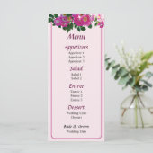 Roze Rambler Rozen Trouwmenu Menu (Staand voorkant)