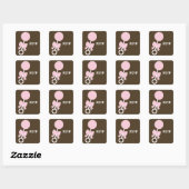 Roze rammelaar meisje Baby shower Vierkante Sticker (Vel)