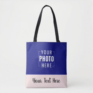 Roze rand aangepaste foto en tekst tote bag
