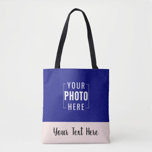 Roze rand aangepaste foto en tekst tote bag (Voorkant)