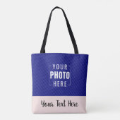 Roze rand aangepaste foto en tekst tote bag (Achterkant)