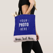 Roze rand aangepaste foto en tekst tote bag (Dichtbij)