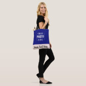Roze rand aangepaste foto en tekst tote bag (Op model)