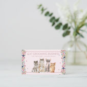Roze rand Floral Lijst Kat Love Pet Paws Visitekaartje (Staand voorkant)