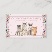 Roze rand Floral Lijst Kat Love Pet Paws Visitekaartje (Voorkant)