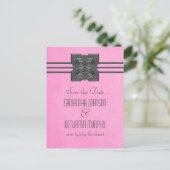 Roze rand Medallion Save the Date Briefkaart (Staand voorkant)