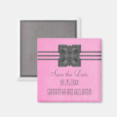 Roze rand Medallion Save the Date Magnet (Voorkant / Achterkant)