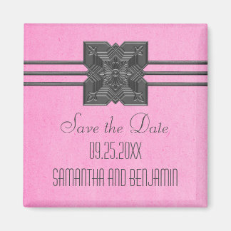 Roze rand Medallion Save the Date Magnet